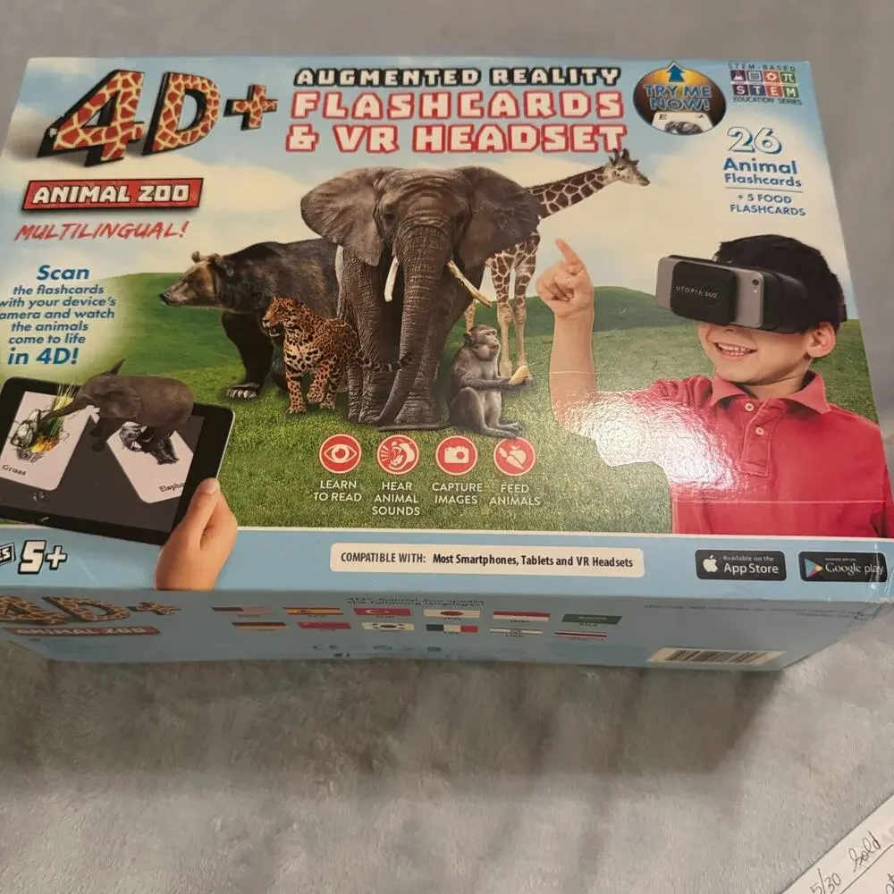 ETVRARZOO 4D+ Utopia 360 VR‎ Headset & Animal Zoo Augmented Reality Cards